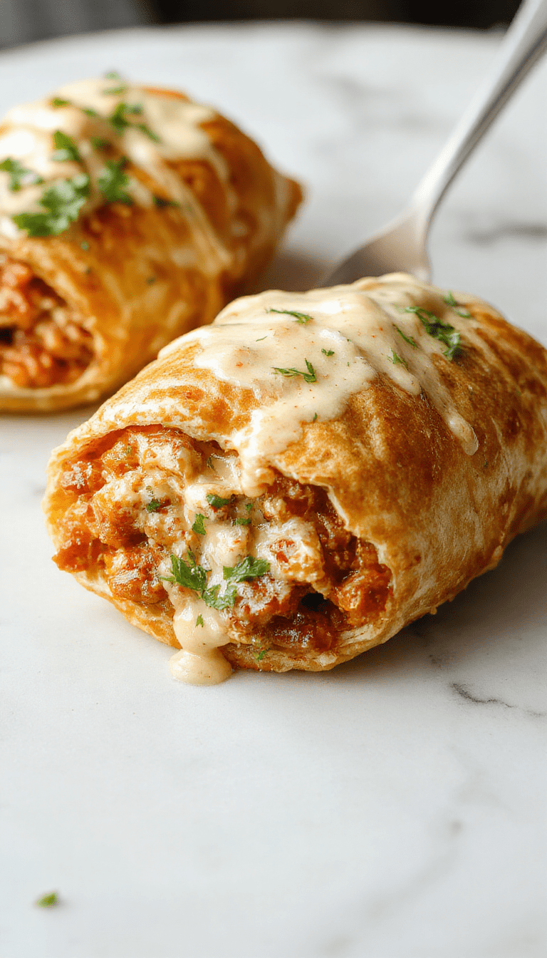 A close-up of a creamy Chicken Alfredo Sloppy Joes sandwich with a glossy, golden-brown bun, overflowing with a rich, white sauce, tender chicken pieces, and melted cheese, garnished with fresh parsley. The sandwich is plated on a rustic wooden table with a smear of sauce and side of crispy fries, styled appetizingly to showcase textures and flavors.