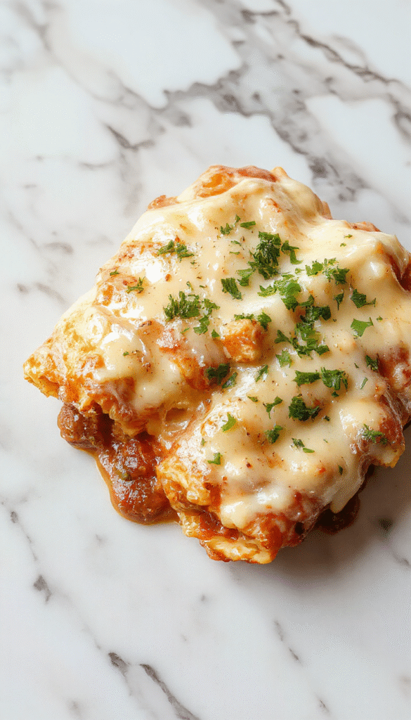 A vibrant plate of cheesy chicken and chile enchiladas featuring golden baked tortillas filled with shredded chicken, topped with melted Kraft Natural Cheese, garnished with fresh cilantro and sliced jalapenos on a rustic wooden table