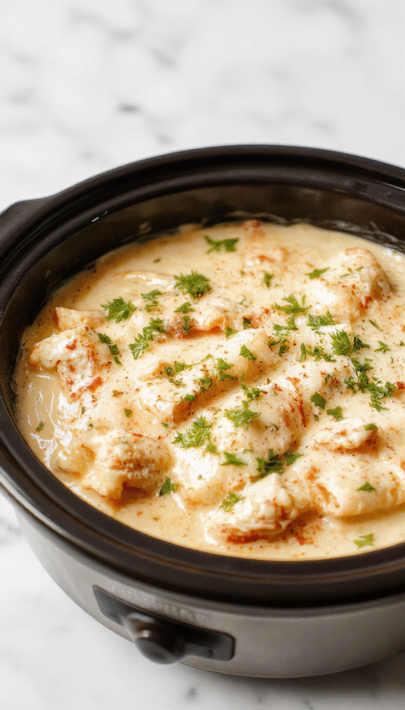 A vibrant bowl of chicken enchilada served in a rustic ceramic dish featuring shredded chicken, melted cheese, and bright red enchilada sauce. Garnished with chopped cilantro and slices of jalapenos, the dish stands on a wooden table with fresh ingredients like tortillas, cheese, and green onions scattered around, creating a warm, inviting, and colorful presentation.