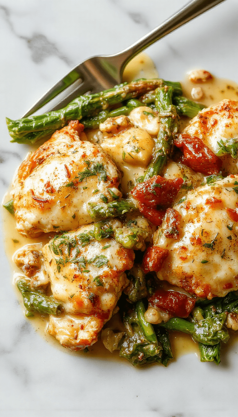 A plated serving of Chicken Florentine showcasing tender chicken breasts topped with wilted spinach and a creamy white sauce, garnished with fresh herbs, with a vibrant green spinach contrast against the golden-brown chicken, styled elegantly with a sprig of basil on a rustic wooden table.