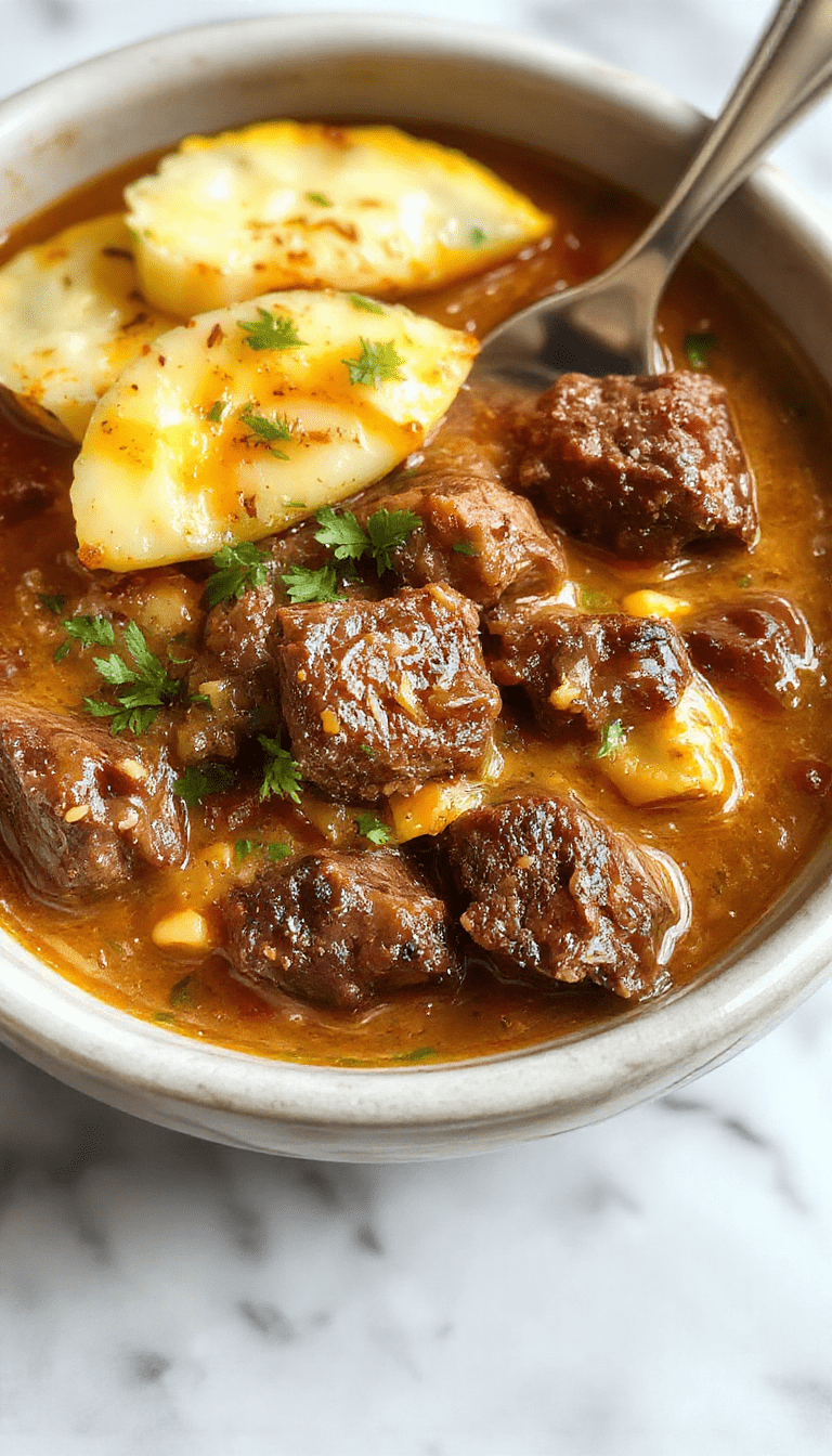 A vibrant plate of beef coconut curry served in a white bowl, showcasing tender beef chunks in a rich, creamy coconut sauce with bright red chili flakes and green herbs, garnished with fresh cilantro, placed on a rustic wooden table with a side of fluffy white rice and colorful vegetables.