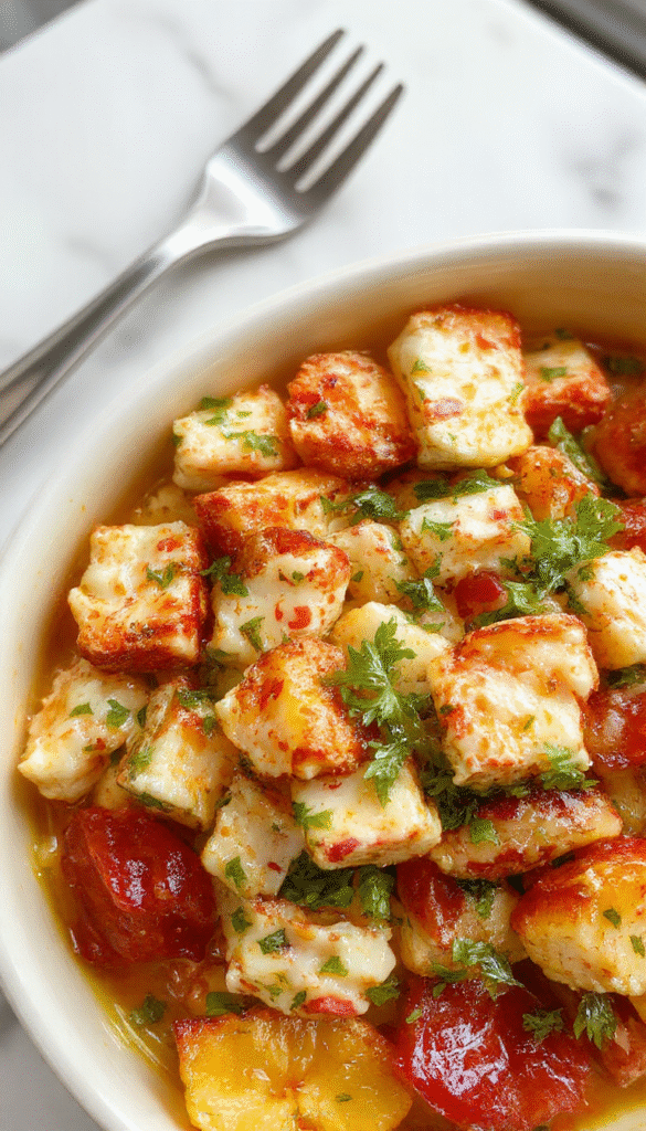 Colorful crab salad served in a clear glass bowl with shredded crab meat, chopped vegetables, and fresh herbs. The salad features vibrant reds from the crab and vegetables, contrasted with greens and yellows, garnished with lemon wedges and parsley, styled on a rustic wooden table with a light, airy background.