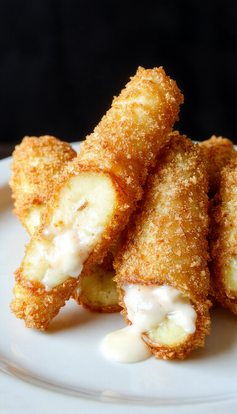 Golden crispy air-fried apple sticks arranged on a serving plate, dusted with cinnamon sugar, garnished with fresh apple slices and mint leaves.
