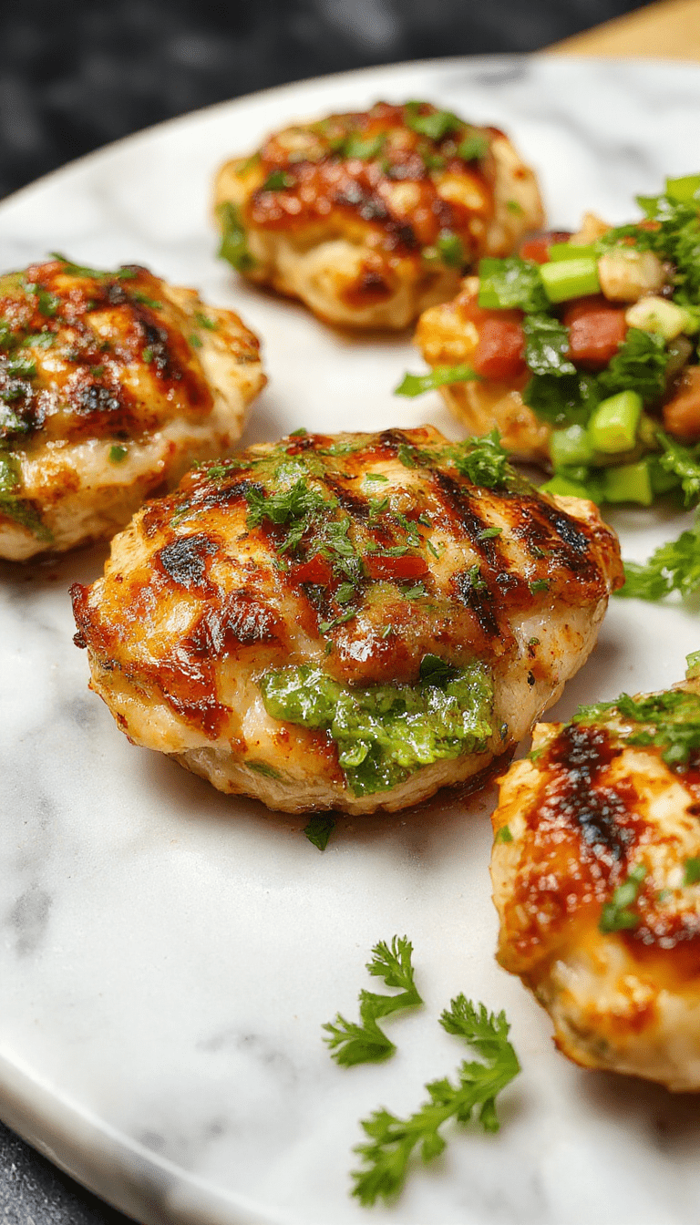 Colorful grilled chicken breast topped with vibrant green salsa verde, melted pepper jack cheese, garnished with fresh cilantro and lime wedges, presented on a rustic wooden platter with grilled vegetables in the background, showcasing a juicy, flavorful, and visually appealing dish.