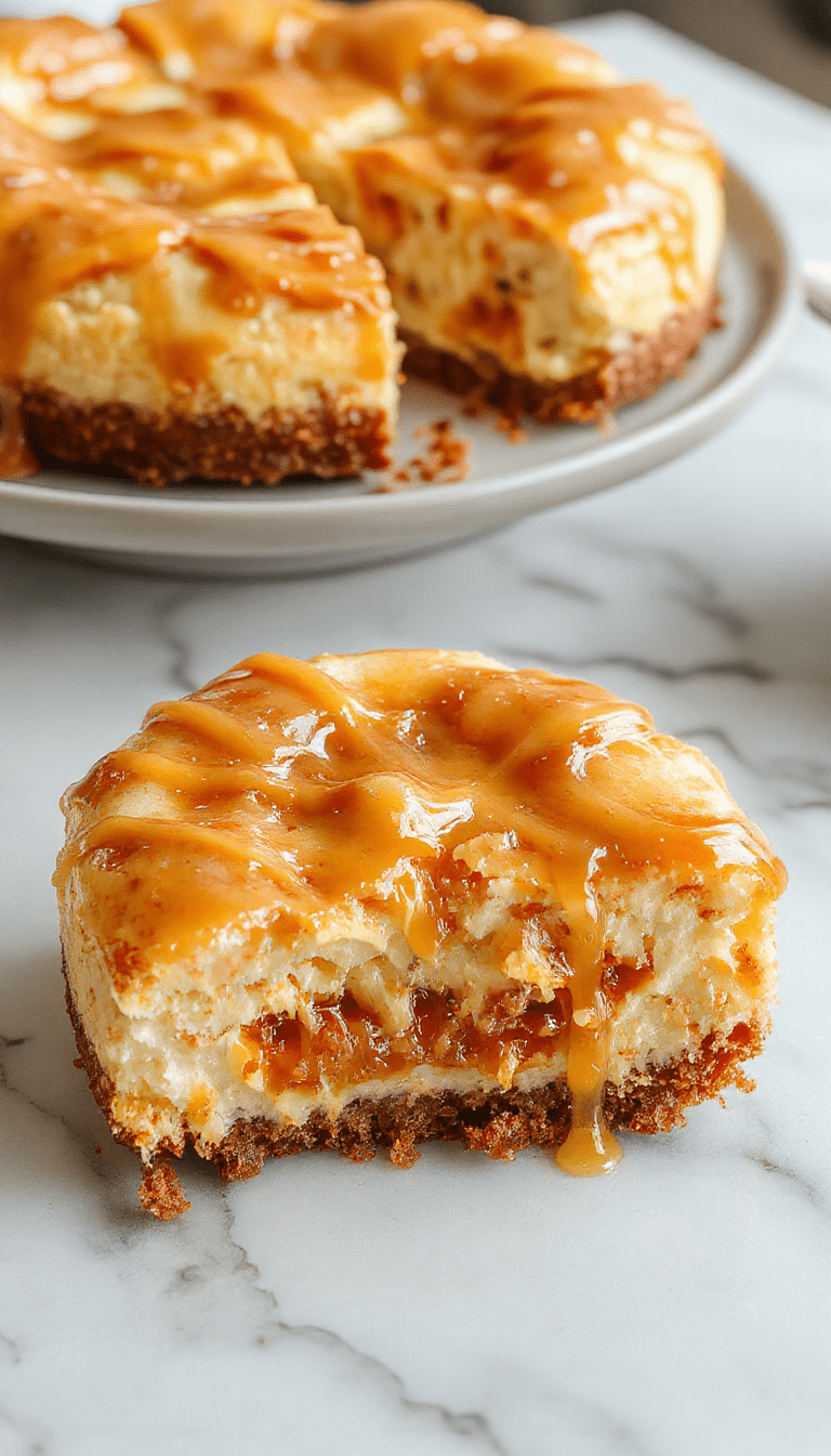 A close-up of a luscious loaded butterscotch cheesecake on a rustic wooden platter, topped with golden butterscotch sauce, whipped cream, and crunchy pecans. The cheesecake has a smooth, creamy texture with a graham cracker crust visible at the base. Vibrant caramel drizzles cascade down the sides, and the background features soft, warm lighting highlighting the indulgent presentation.