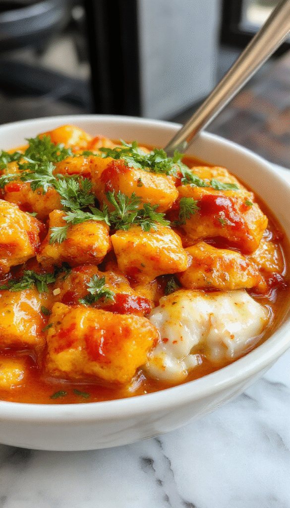 A vibrant plate featuring tender pieces of chicken immersed in a rich, golden mango curry sauce, garnished with fresh cilantro and slices of ripe mango, served on a white ceramic plate with a side of fluffy rice. The curry's glossy texture and bright colors of the mango and herbs contrast beautifully against a rustic wooden table, evoking warmth and flavorful comfort.