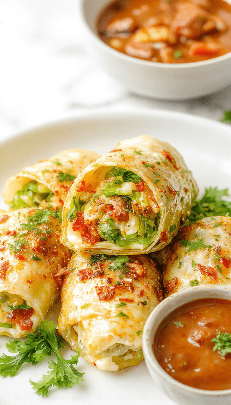 A vibrant plate of cabbage roll wraps featuring tender cabbage leaves filled with seasoned meat and rice, topped with fresh herbs and a tomato sauce drizzle, presented on a rustic white plate with colorful vegetables on the side, exuding a homely and appetizing appeal.