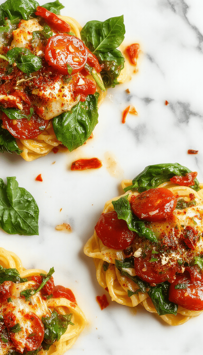 A vibrant plate of spinach and cherry tomato pasta garnished with fresh herbs, showcasing bright green spinach leaves, red cherry tomatoes, and perfectly cooked al dente pasta, drizzled with olive oil and sprinkled with Parmesan cheese, styled on a rustic wooden table with colorful ingredients in the background.