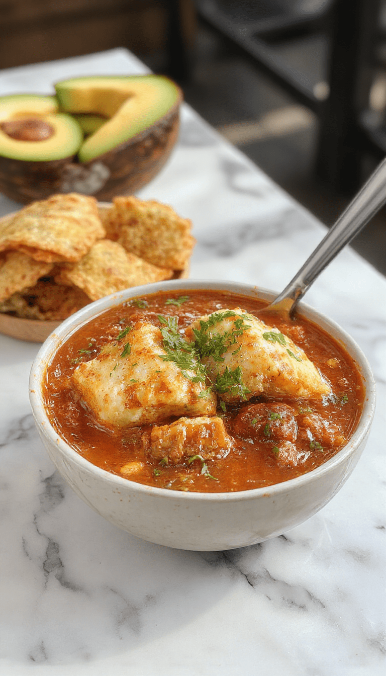 Vibrant bowl of Chile Relleno Soup showcasing bright red and green chili slices submerged in a rich, creamy broth with a sprinkle of fresh herbs and melted cheese on top, presented on a rustic wooden table with colorful Mexican textiles in the background.