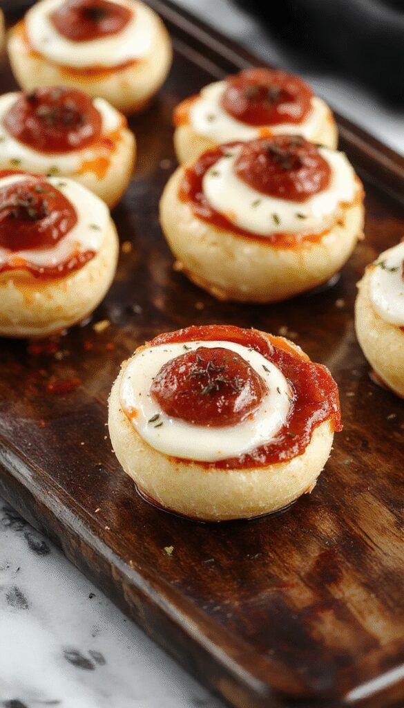 Cute Halloween appetizer featuring salami and mozzarella crafted into eyeball shapes with spooky decorations