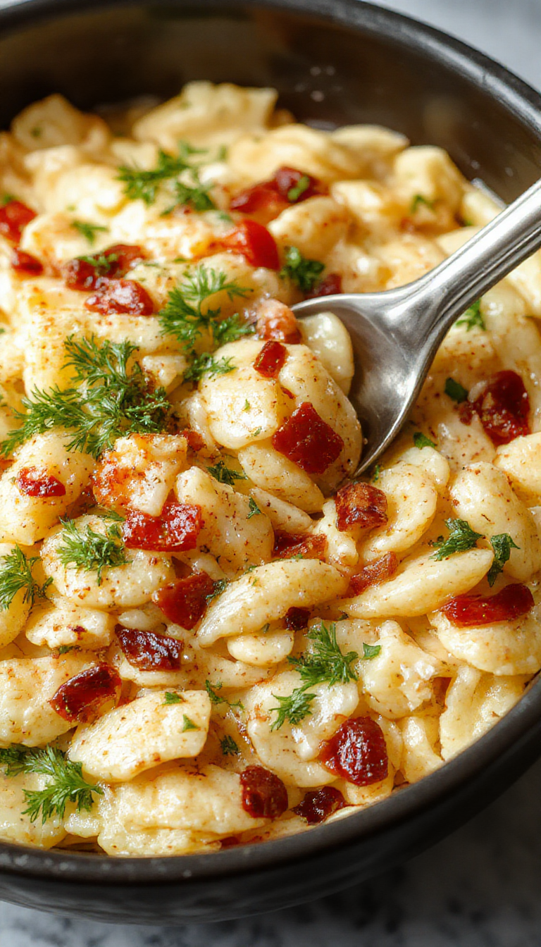 A steaming bowl of the Ultimate One-Pot Orzo featuring golden-brown toasted orzo, colorful vegetables, and fresh herbs, served in a rustic ceramic bowl.