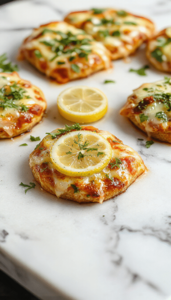 A vibrant lemon pizza topped with fresh green herbs, thin crispy crust, lemon slices, and a drizzle of olive oil, colorful and inviting