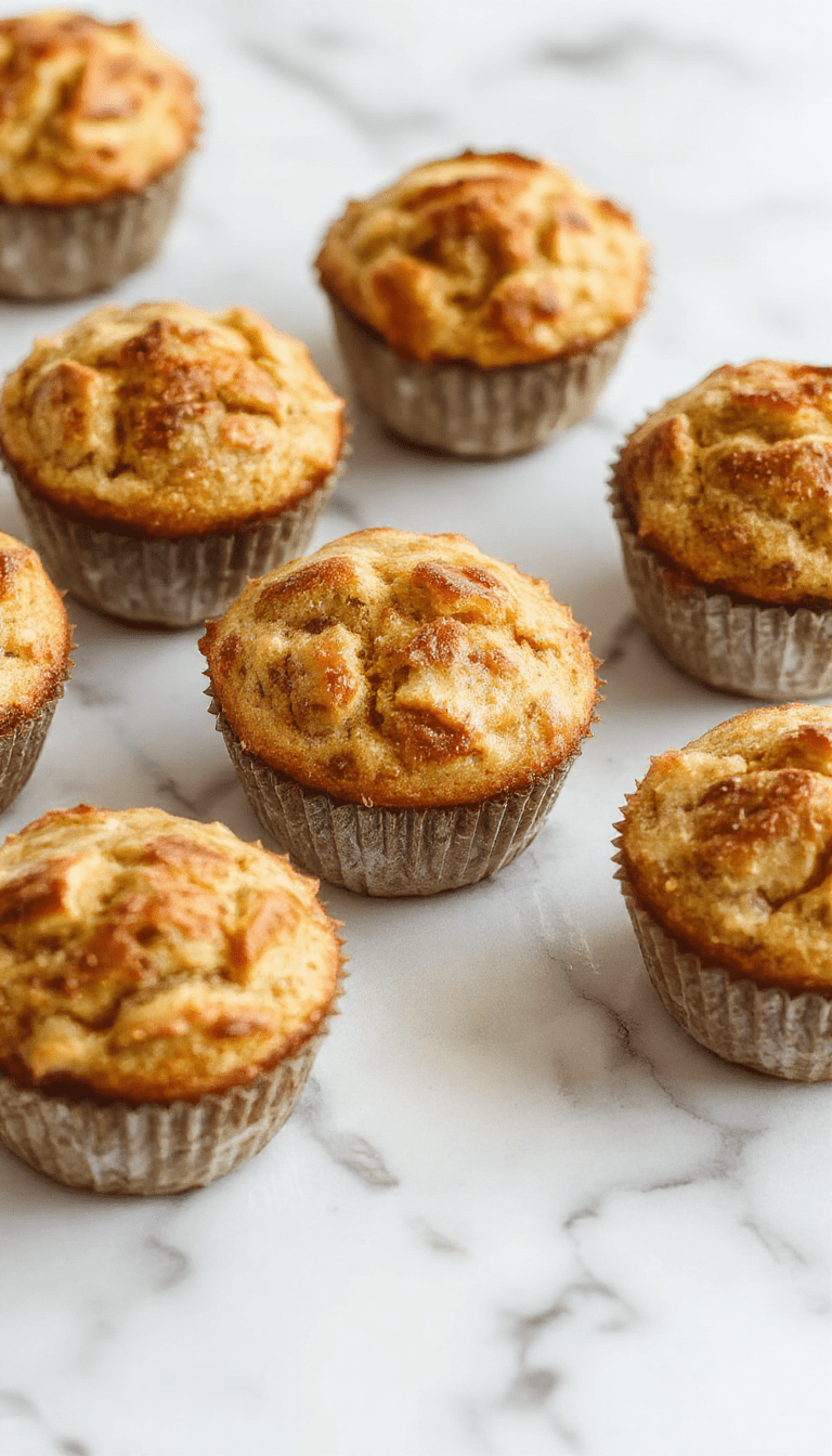 Colorful mini apple pies baked in muffin tins with golden crispy crusts, filled with tender cinnamon-spiced apple chunks, topped with powdered sugar, presented on a rustic wooden plate with a sprinkle of cinnamon around, styled with a few fresh apple slices and a dusting of powdered sugar