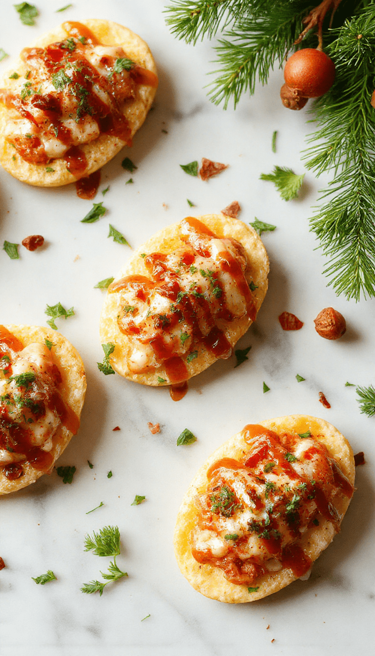 A vibrant display of holiday appetizers arranged on a white platter featuring colorful mini bites like stuffed mushrooms, bruschetta topped with tomatoes and basil, and skewers with grilled vegetables and cheese, all beautifully styled with sprigs of herbs and holiday accents, with a warm, festive background.