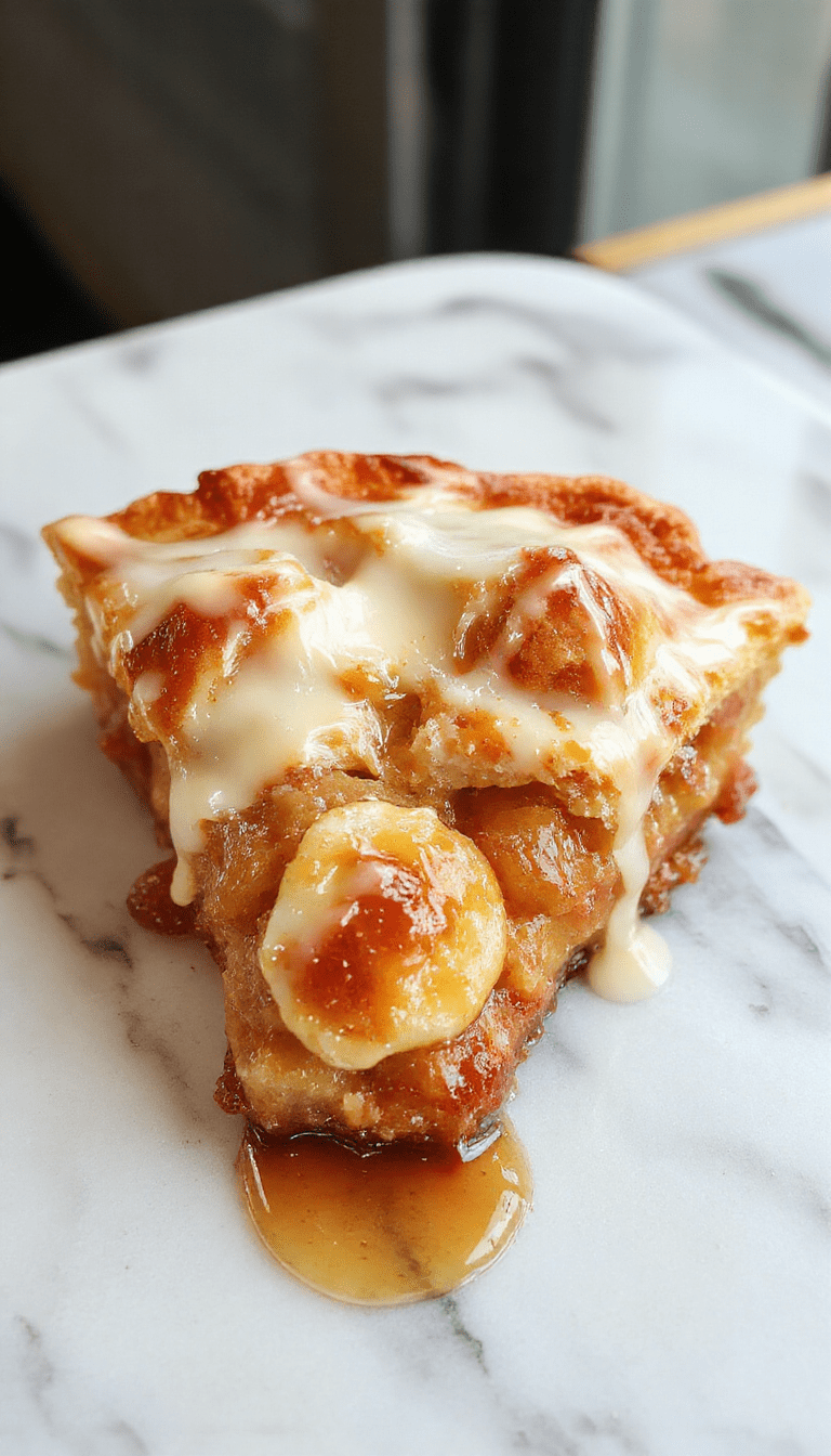 A vibrant, golden-brown apple pie with a flaky crust, topped with a dusting of powdered sugar and a wedge cut revealing juicy cinnamon-spiced apple filling. The pie sits on a rustic wooden table with fresh apple slices and cinnamon sticks beside it, styled with a vintage tea towel for a cozy, inviting vibe.