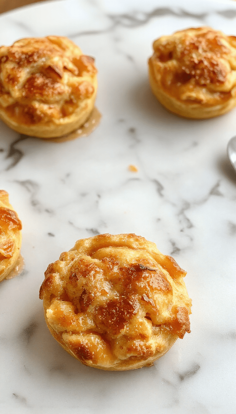 A close-up of a golden-brown mini apple pie sitting on a rustic wooden plate, garnished with a sprinkle of powdered sugar and a sprig of cinnamon, with a flaky crust revealing tender apple filling inside, surrounded by whole apples and cinnamon sticks, styled for a cozy autumn vibe