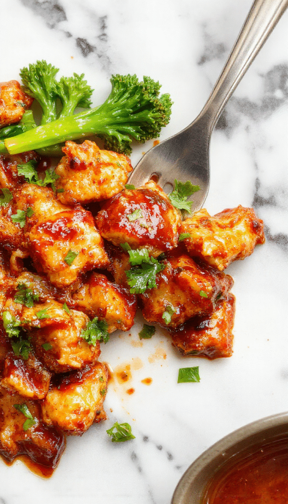 Colorful plate of teriyaki chicken stir fry featuring golden-brown chicken pieces glazed with shiny teriyaki sauce, vibrant fresh vegetables including bell peppers, broccoli florets, and snap peas, all arranged neatly on a white ceramic plate with sesame seeds sprinkled on top, styled with chopsticks resting on the side, set against a rustic wooden background