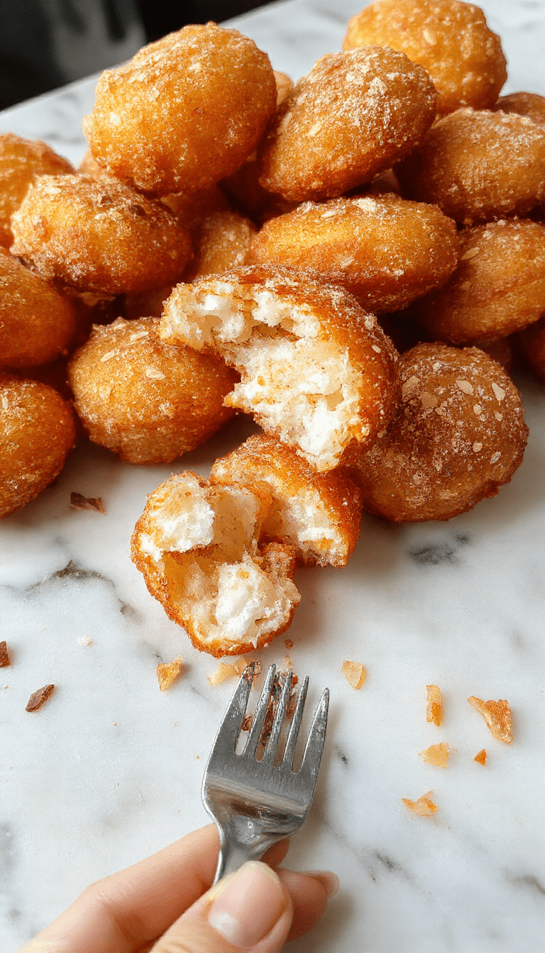 Golden brown fluffy churro bites coated in cinnamon sugar, arranged in a stylish serving bowl on a rustic wooden table, with a dipping sauce jar nearby, styled with a sprinkle of powdered sugar and fresh cinnamon sticks, highlighting crispy textures and sweet aroma.