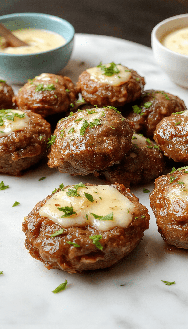 Colorful plate of tender beef bites glazed with golden garlic butter sauce, garnished with fresh herbs on a rustic wooden table, styled for an inviting dinner scene