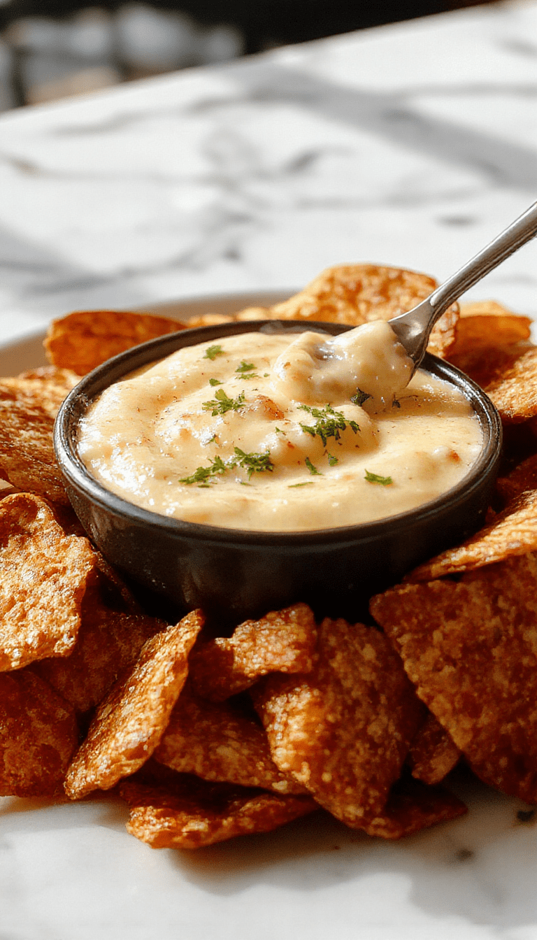 A close-up of a creamy, golden cowboy queso dip in a rustic bowl, topped with freshly chopped cilantro and spicy jalapeños, served with tortilla chips on a wooden platter, vibrant colors and rich textures highlight the cheesy, savory dish.