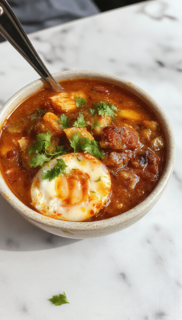A vibrant bowl of Mexican Birria featuring tender shredded beef in a rich, red chili sauce garnished with fresh cilantro, accompanied by crispy tortillas and lime wedges, set on a rustic wooden table with colorful Mexican textiles in the background.