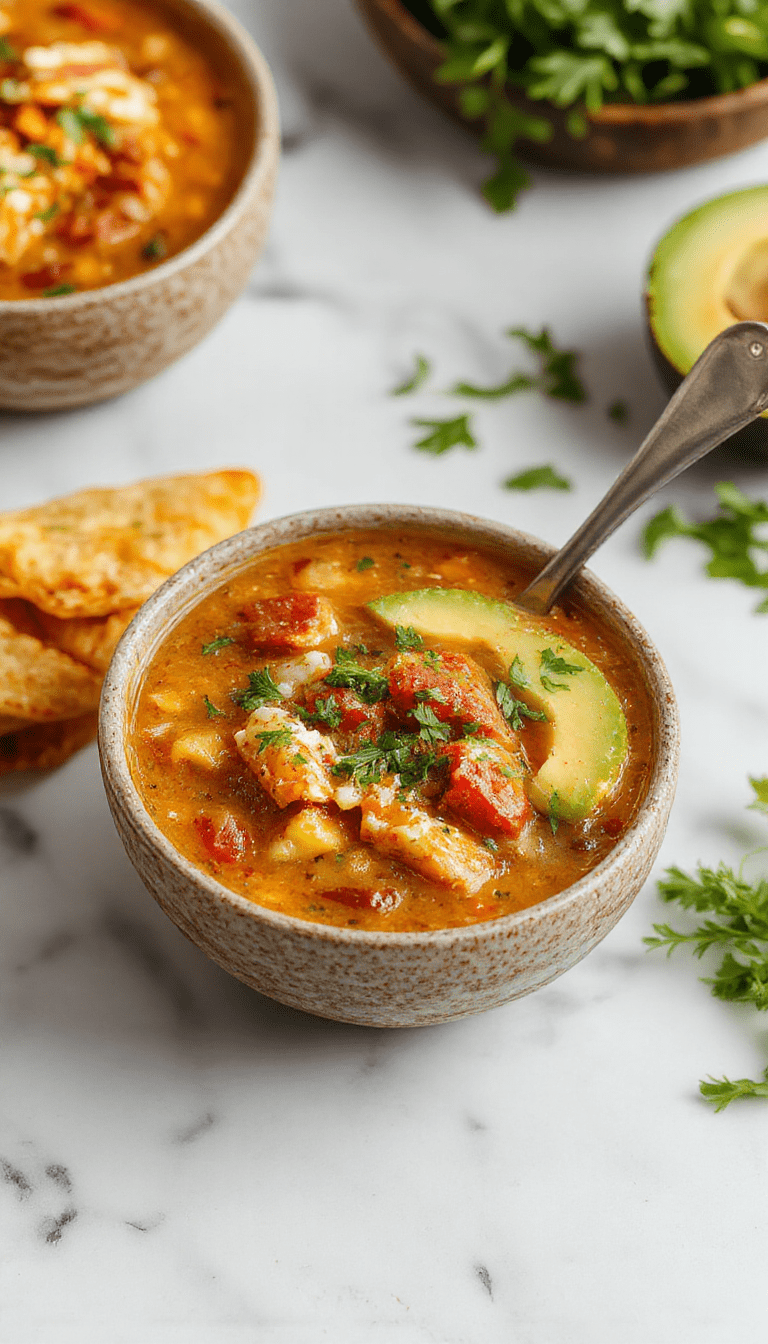 Vivid image of a hearty bowl of taco soup with a sprinkle of shredded cheese, chopped green onions, and fresh cilantro on top. The soup contains chunks of ground beef, beans, corn, and diced tomatoes, served against a rustic wooden table with warm lighting highlighting the textures and vibrant colors of the ingredients.