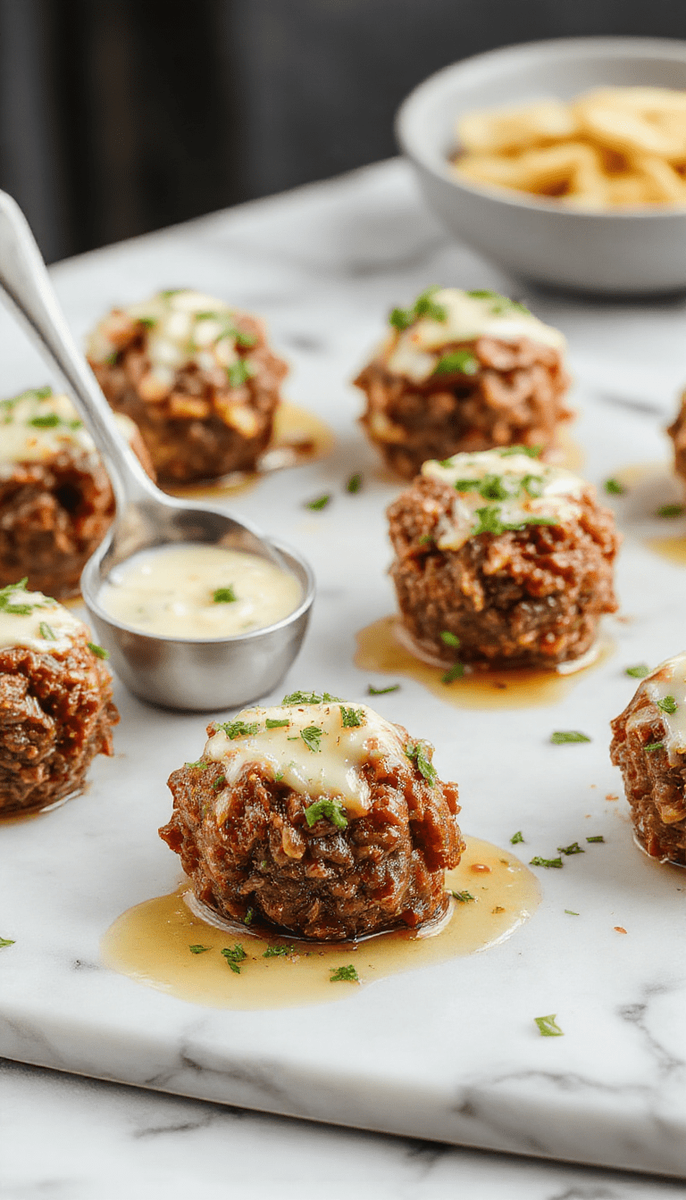 A close-up of golden-brown beef bites glazed with garlic butter on a rustic plate, garnished with fresh herbs, with a background of sliced garlic and herbs, capturing a rich, savory, and glossy texture.